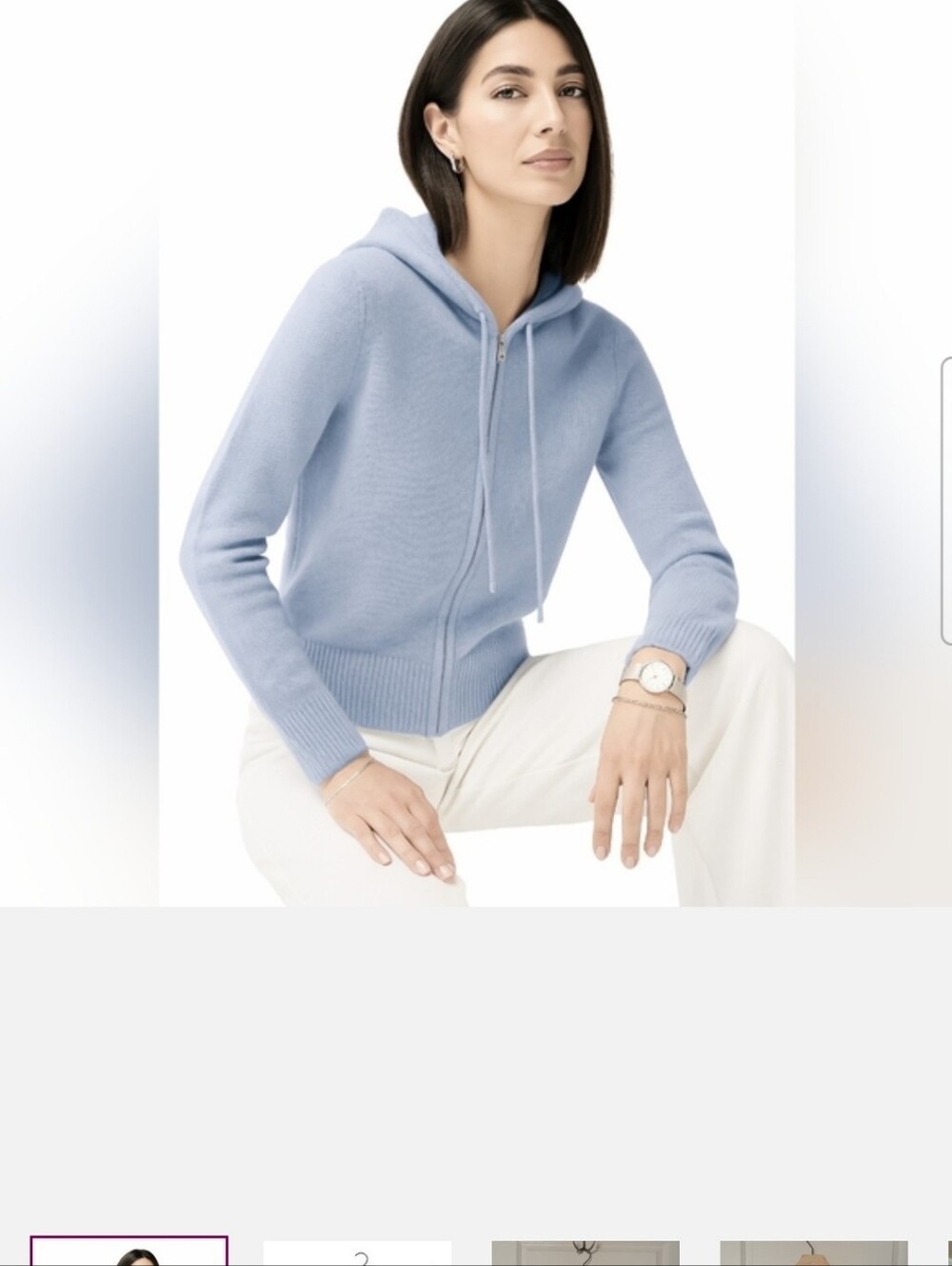 The Group Babaton  Pale Blue Zip-Up Cashmere Hoodie Xs